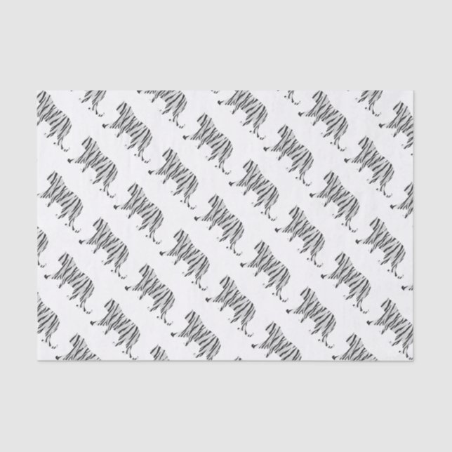 Silhouette Tiger Black and White Tissue Paper (Front)