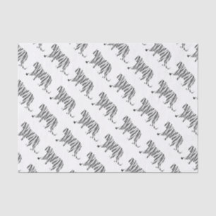 Silhouette Tiger Black and White Tissue Paper
