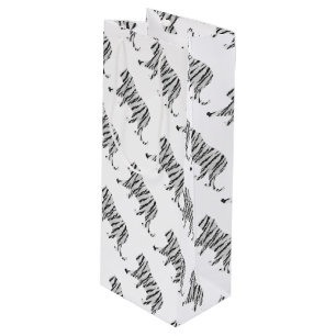 Silhouette Tiger Black and White Wine Gift Bag