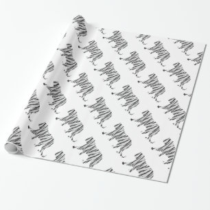 Silhouette Tiger Black and White Wrapping Paper