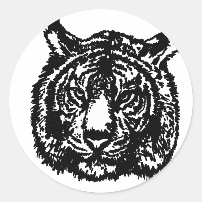 Silhouette Tiger Classic Round Sticker (Front)