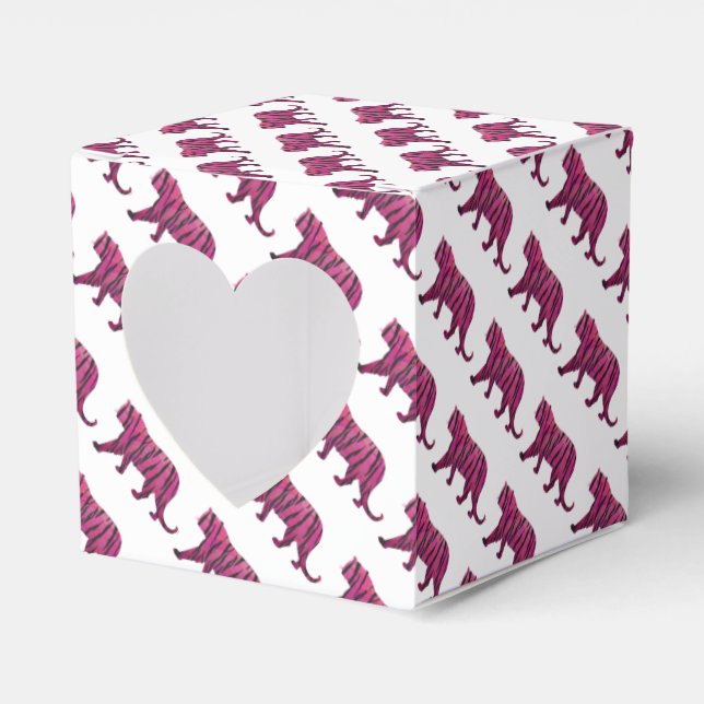 Silhouette Tiger Pink and Black Favour Box (Front Side)