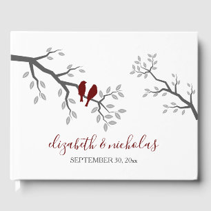 Silhouette Tree Branch Love Birds Guest Book
