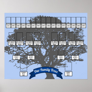 Silhouette Tree Photo Two Family Trees    Poster