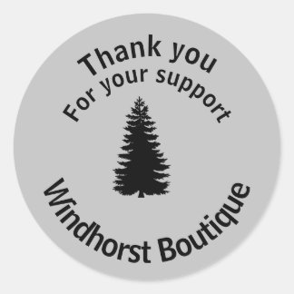 Silhouette Tree Thank you For your Support Grey Classic Round Sticker