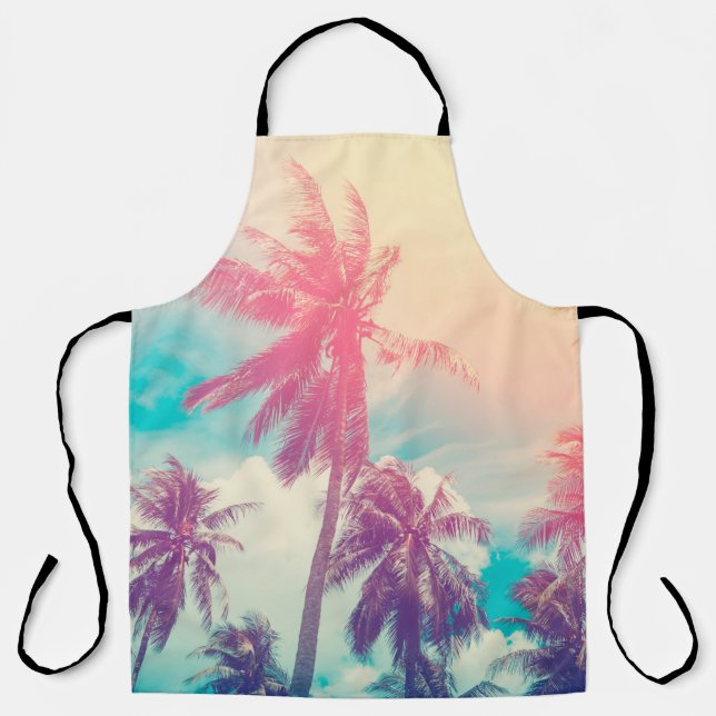 Silhouette tropical palm tree with sun light on su apron (Front)