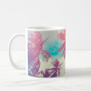 Silhouette tropical palm tree with sun light on su coffee mug