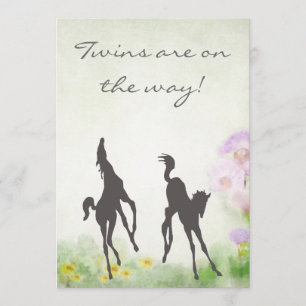 Silhouette Twin Foals Horse Baby Shower Invitation