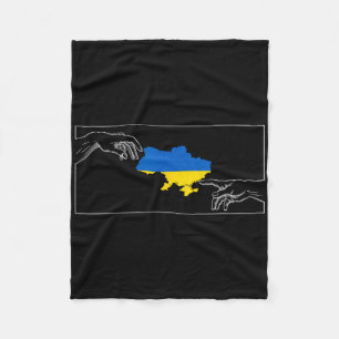 Silhouette Ukrainian Flag Michelangelo Hands Ukrai Fleece Blanket