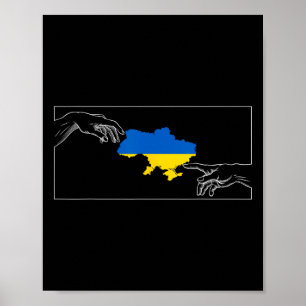 Silhouette Ukrainian Flag Michelangelo Hands Ukrai Poster