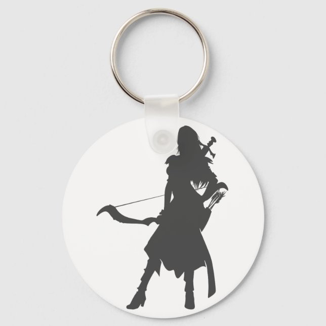 Silhouette warrior woman - Choose background colou Key Ring (Front)