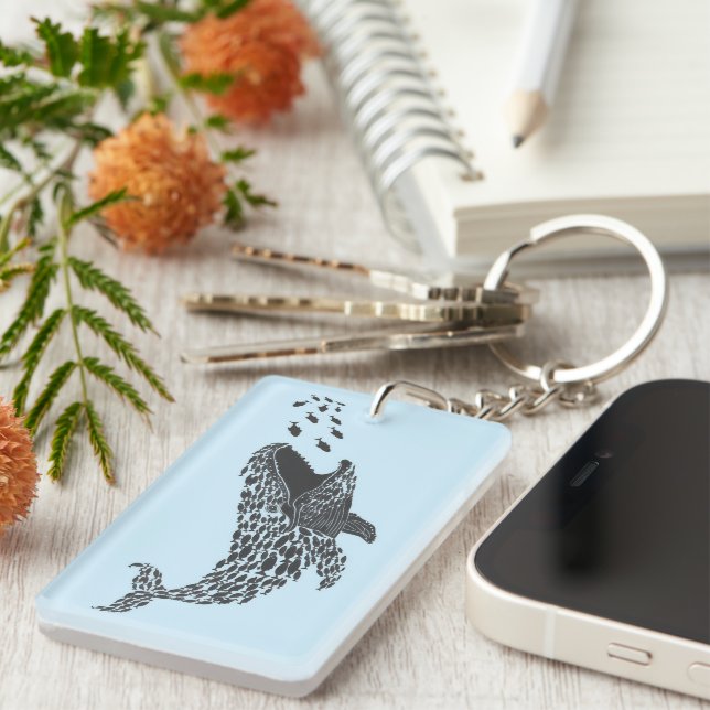 Silhouette Whale Key Ring (Front Right)