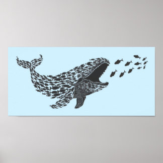 Silhouette Whale Poster