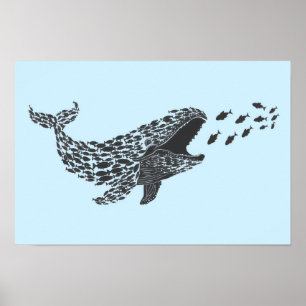 Silhouette Whale Poster