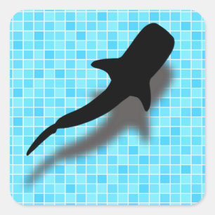 Silhouette Whale Shark in Swimming Pool Square Sticker