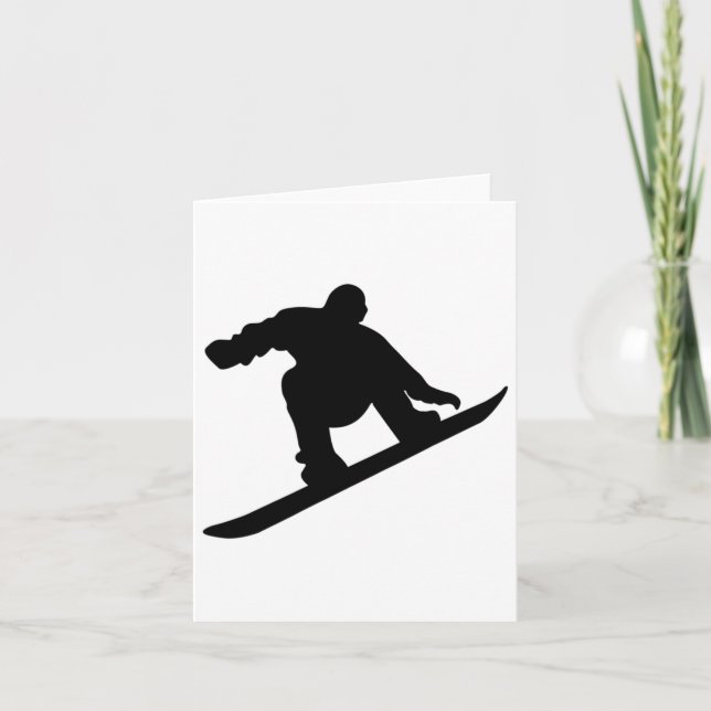 Silhouette While Snowboarding On A Ski Vacation  Card (Front)