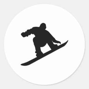 Silhouette While Snowboarding On A Ski Vacation Classic Round Sticker