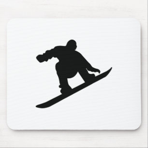 Silhouette While Snowboarding On A Ski Vacation Mouse Mat