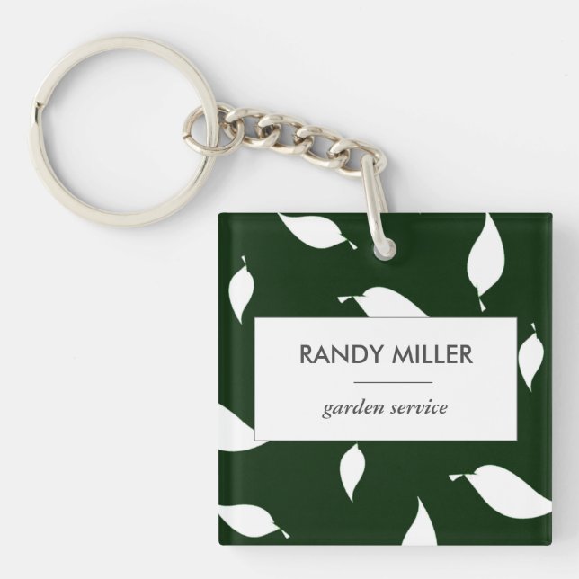 Silhouette white leaves green key ring (Front)