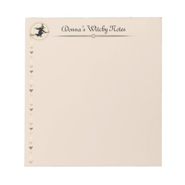 Silhouette Witch Broomstick Moon Cream Personal  Notepad (Front)