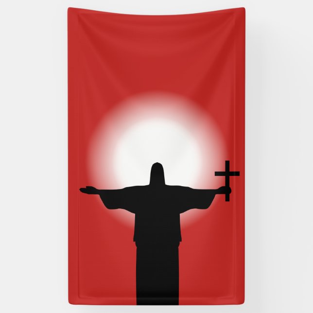 Silhouette with a cross banner (Vertical)