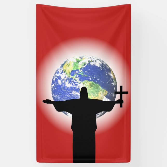 Silhouette with a cross banner (Vertical)