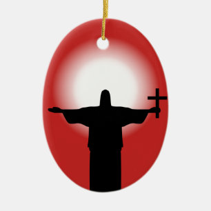 Silhouette with a cross ceramic tree decoration