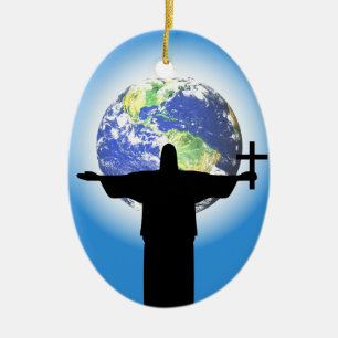 Silhouette with a cross ceramic tree decoration