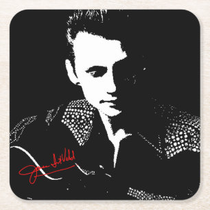 Silhouette with Autograph Square Paper Coaster