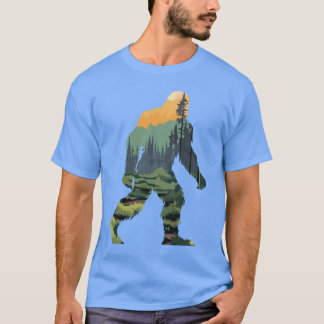Silhouette with Scenic Forest Mountain Sunset frie T-Shirt