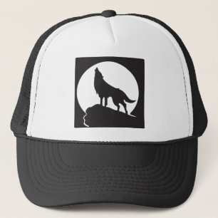 Silhouette wolf howling at the moon - therian tee trucker hat