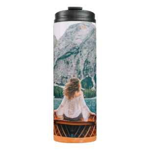 Silhouette Woman Alpine Lake Nature Thermal Tumbler