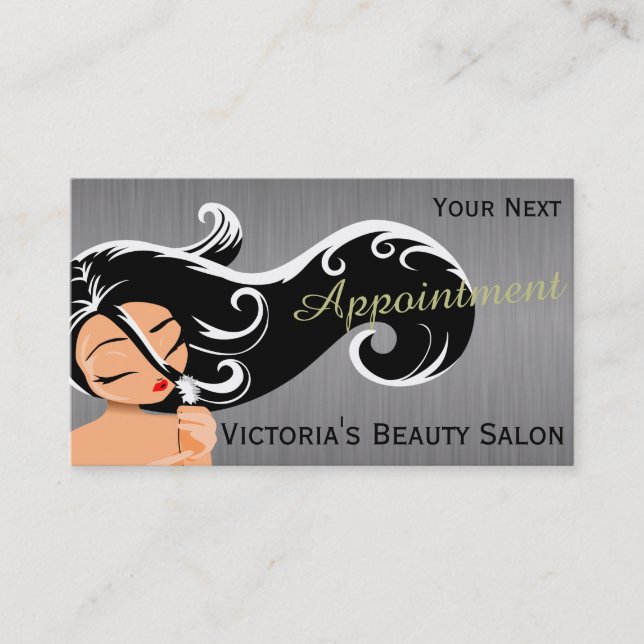 Silhouette Woman Hair Stylist Appointment Card (Front)