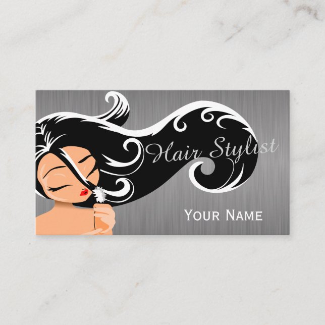 Silhouette Woman Hair Stylist Business Card (Front)