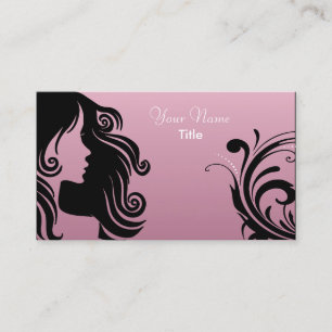 Silhouette Woman Hair Stylist   Pink Mauve Business Card