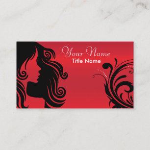 Silhouette Woman Hair Stylist   Red Business Card
