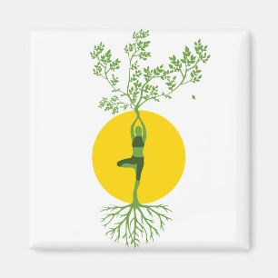 Silhouette Woman Tree Yoga Meditation Magnet