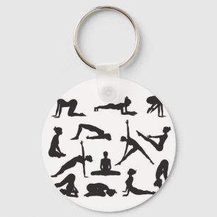 Silhouette Yoga poses Key Ring