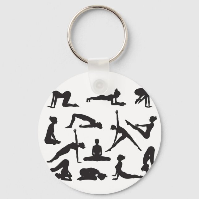 Silhouette Yoga poses Key Ring (Front)