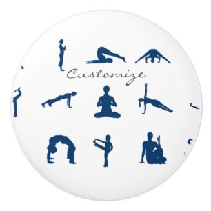 Silhouette Yoga Poses Thunder_Cove Ceramic Knob