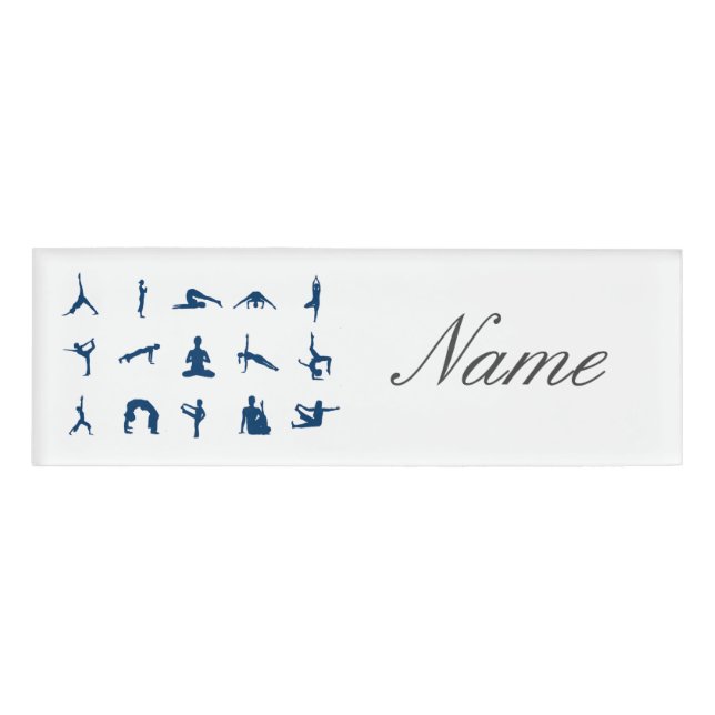 Silhouette Yoga Poses Thunder_Cove Name Tag (Front)