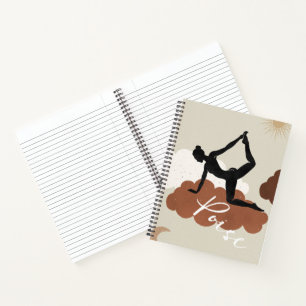 Silhouette yoga stretch pose clouds sun moon poise notebook