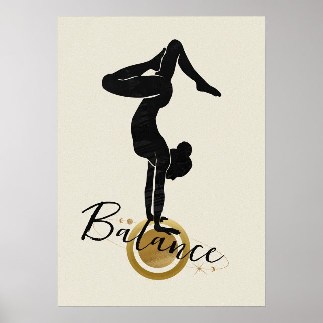 Silhouette yoga upside down handstand balance post poster (Front)