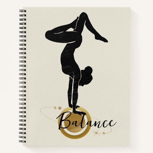 Silhouette yoga upside down handstand balance zen notebook (Front)
