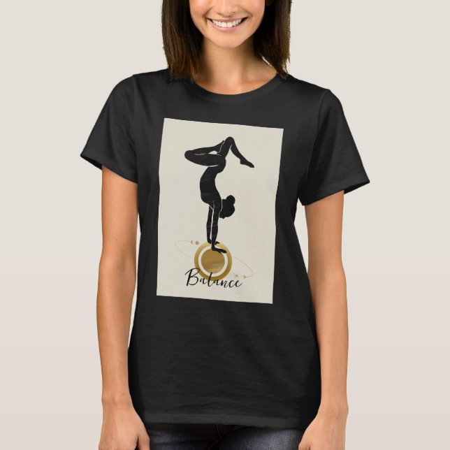 Silhouette yoga upside down handstand balance zen T-Shirt (Front)