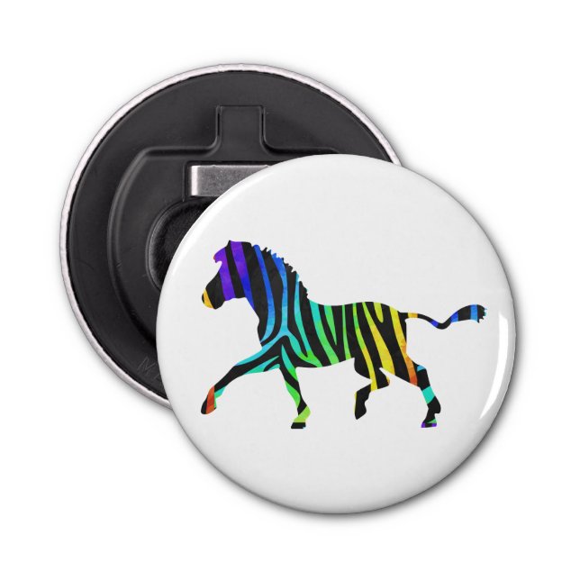 Silhouette Zebra Black and Rainbow Bottle Opener (Front)