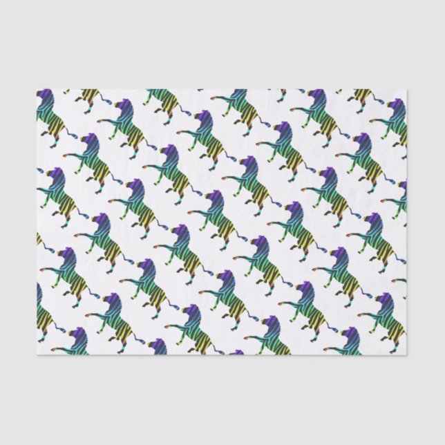 Silhouette Zebra Black and Rainbow Tissue Paper (Front)