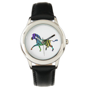 Silhouette Zebra Black and Rainbow Watch