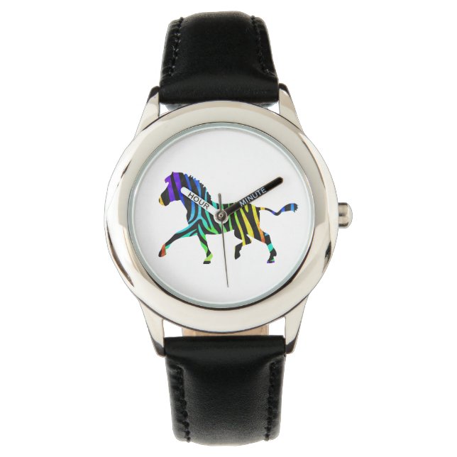 Silhouette Zebra Black and Rainbow Watch (Front)