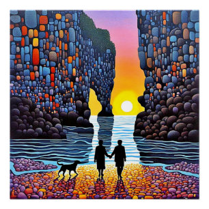 Silhouetted at sunset poster